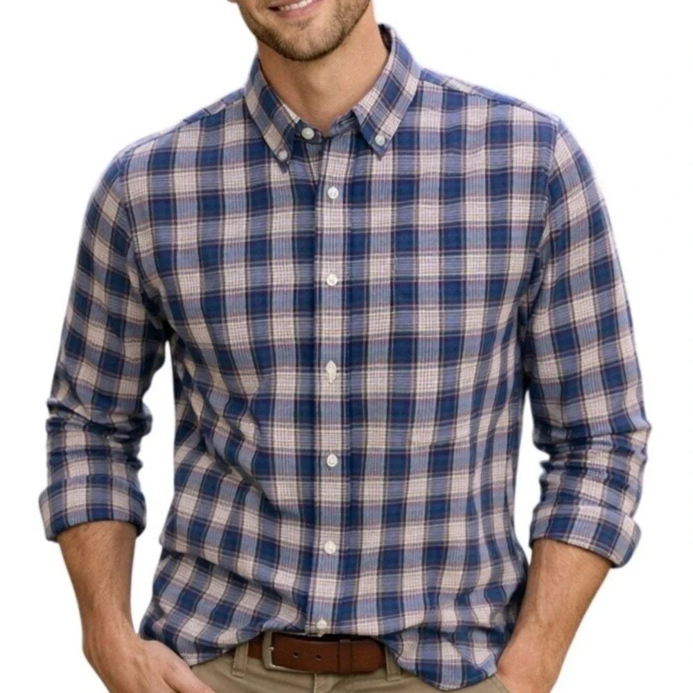 J.‎ Crew Men's Plaid Printed Collared Long Sleeve Button Down Shirt Size Large